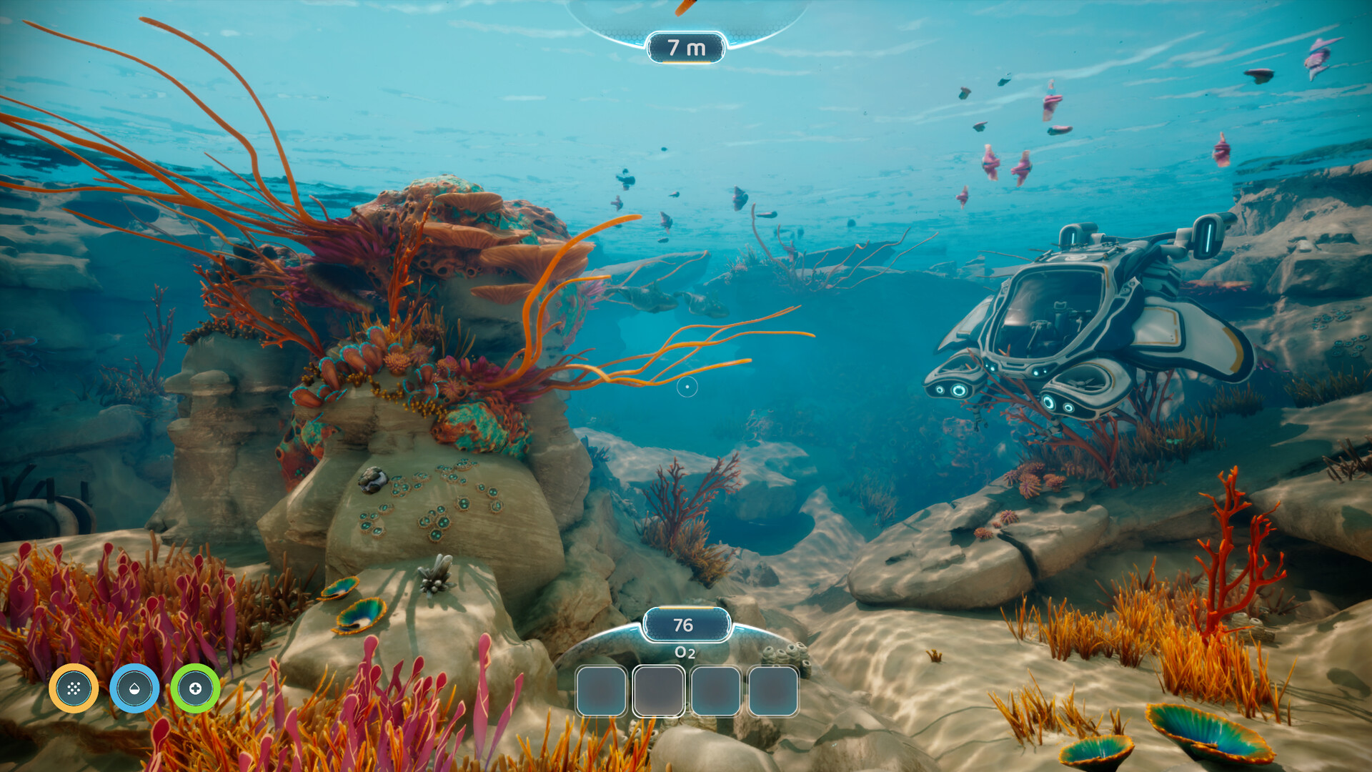 EXONAUTIS astronaut exploring an alien terrain